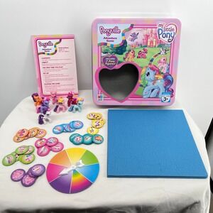 My Little Pony Ponyville Adventure Game 2008 Milton Bradley Tin 7 Pony Figures